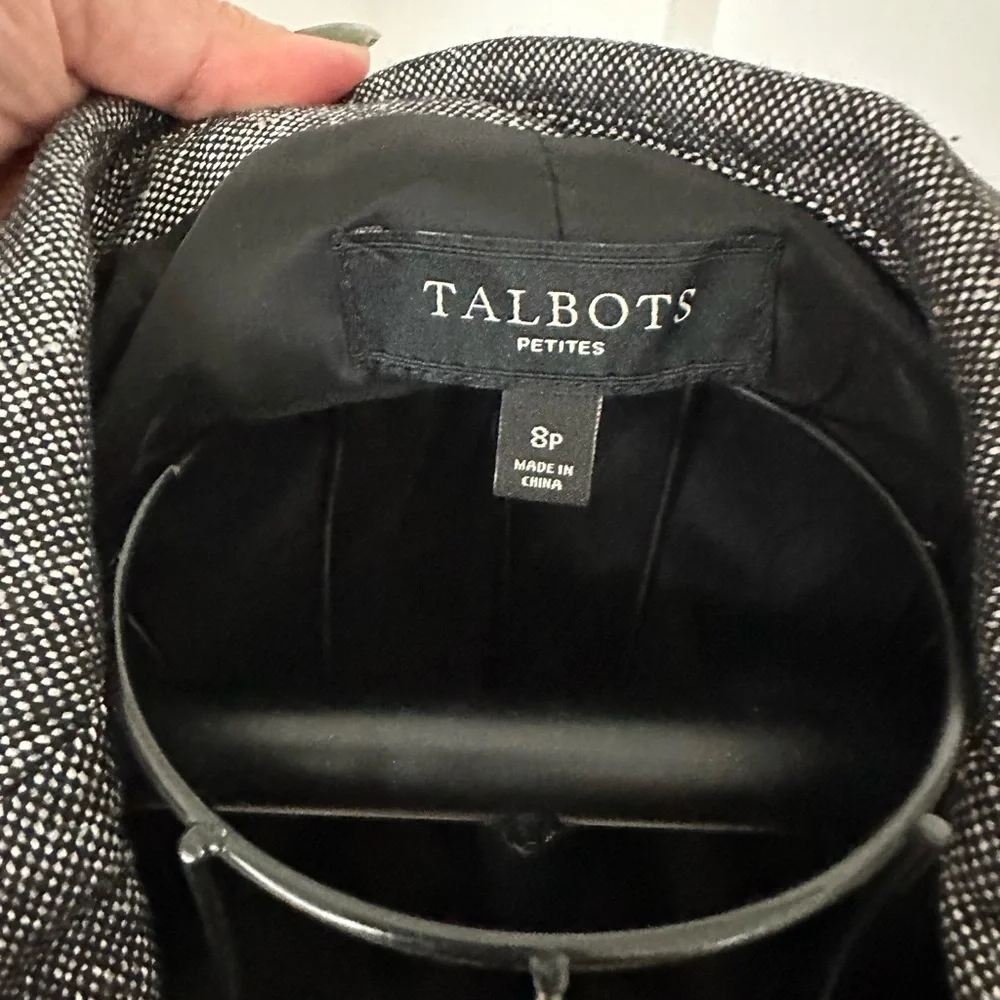 Talbots Ladies 8P Wool Blend Grey Tweed Look Classic Quality Blazer - Picture 3 of 6